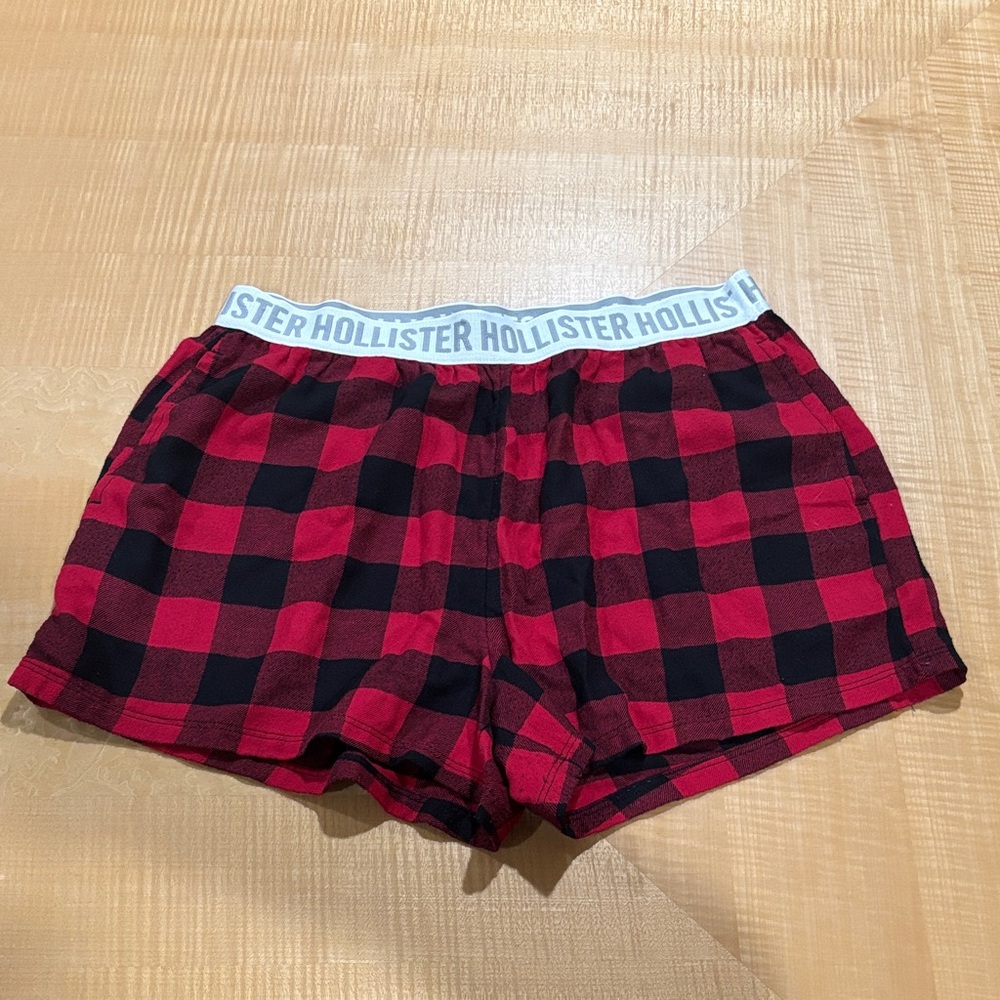 Hollister Checkered Red and Black Athletic flannel boxer Shorts
